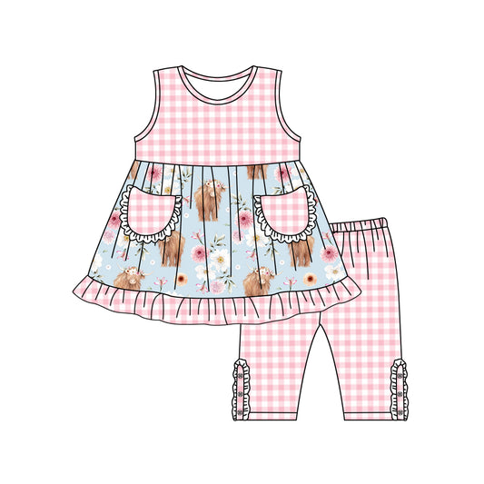 pink plaid highland cow floral summer clothes preorder