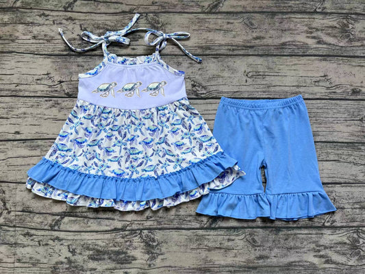 embroidery sea turtle baby girls summer beach clothes preorder