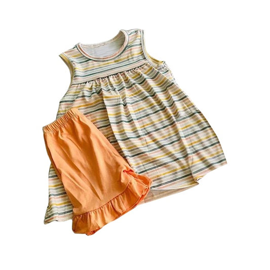 colorful stripes shirt orange shorts summer clothes preorder