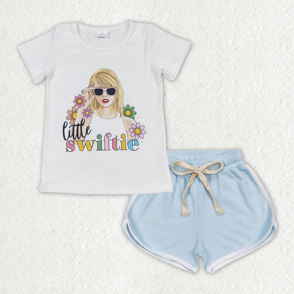 little swiftie shirt blue shorts summer outfit