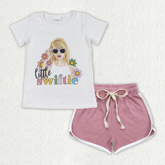 little swiftie shirt dark pink shorts summer outfit
