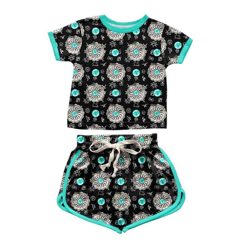 cowgirl aztec western turquoise summer short set preorder