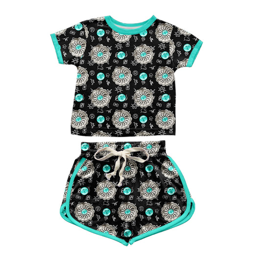 cowgirl aztec western turquoise summer short set preorder