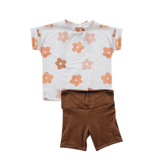white flower shirt brown shorts summer clothes preorder