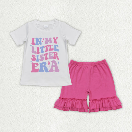 In my litter sister ear shirt hot pink shorts outfit