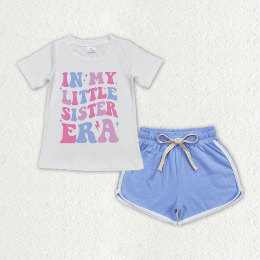 In my little sister ear shirt blue sports shorts outfit
