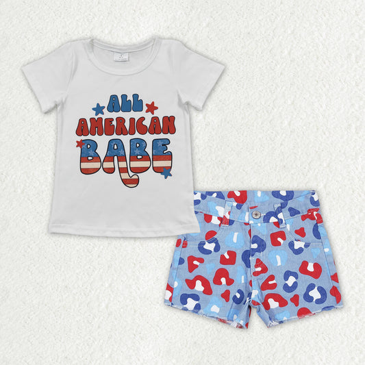 all american babe  shirt july 4th cheetah jeans shorts clothes