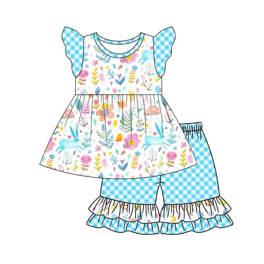 Easter bunny blue floral summer clothes preorder