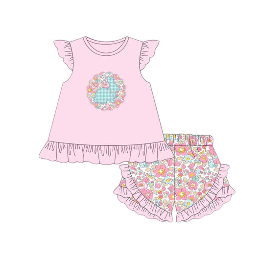 baby girl Easter bunny floral shorts outfit preorder