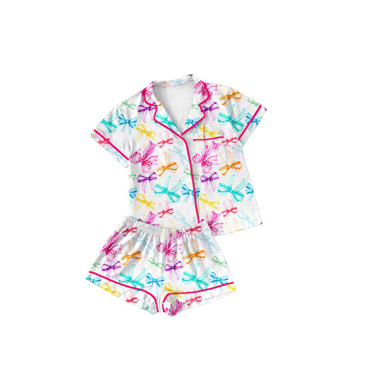 Adult women bow design short sleeve pajama set preorder