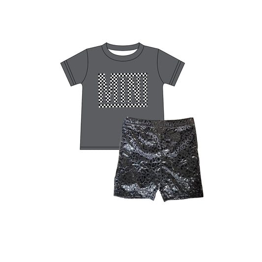 Girls mini letter top cheetah shorts summer boutique clothes preorder