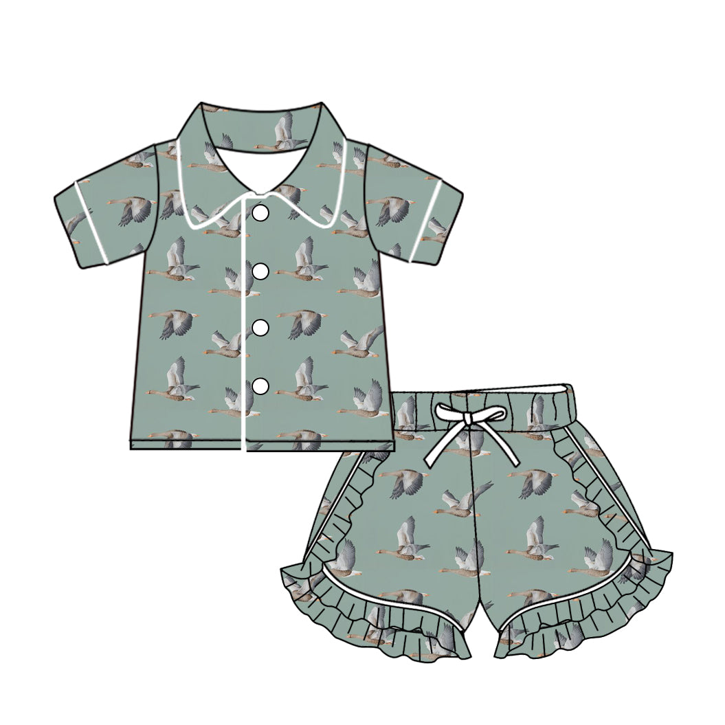 Baby girls short sleeve duck print pajama set preorder