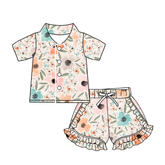 Flower girls short sleeve pajama set preorder