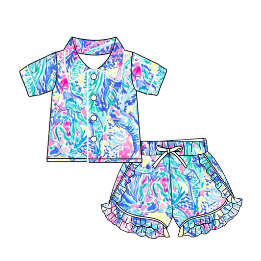 Baby girls floral print short sleeve pajama set preorder