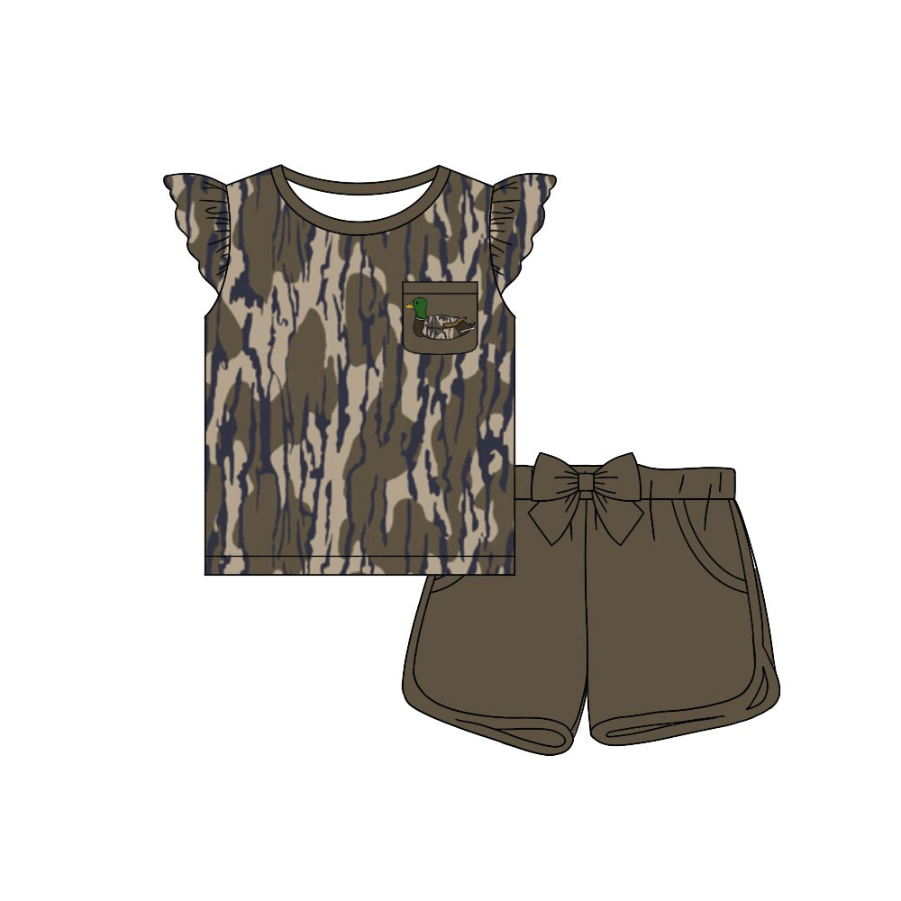 mallard duck baby girl summer shorts outfit preorder