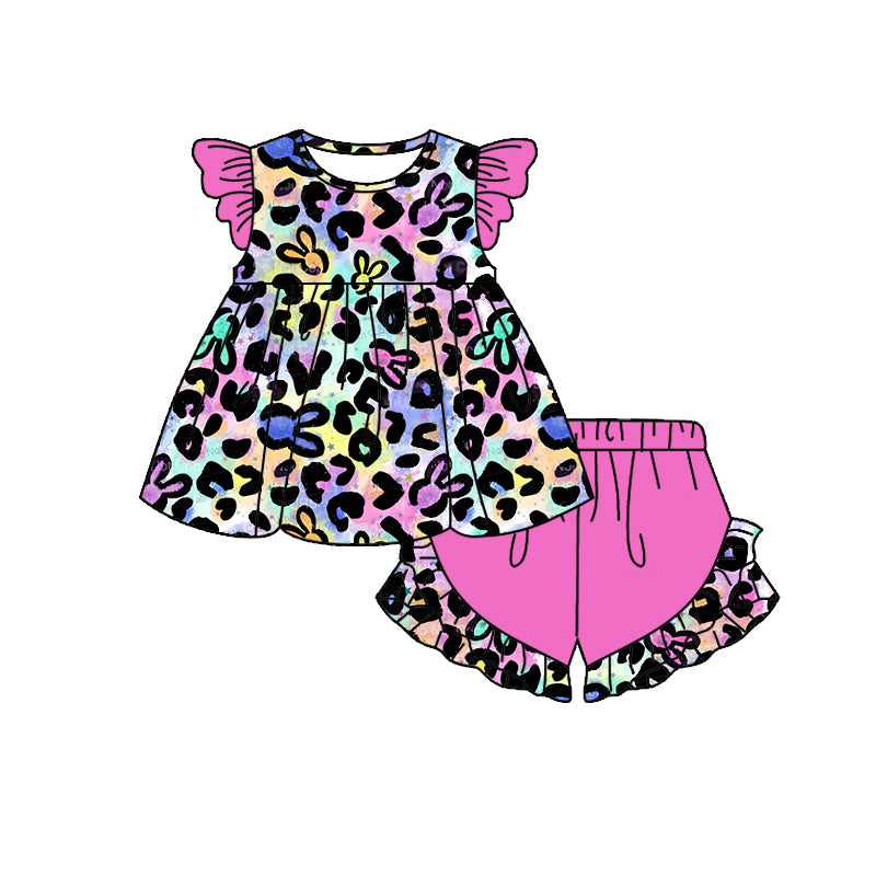 baby girls Easter bunny cheetah shorts set preorder