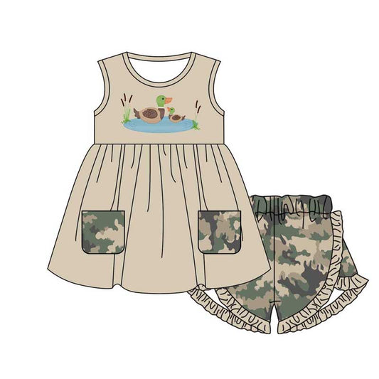 Baby girl duck top camo shorts summer outfit preorder