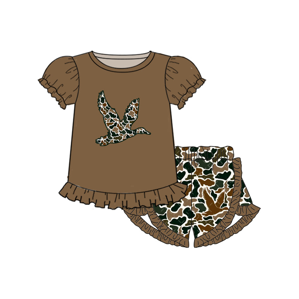 Camo duck matching shorts baby girl summer clothes preorder