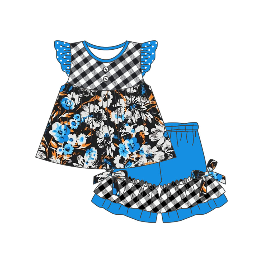 Black blue flower baby boy summer clothes preorder