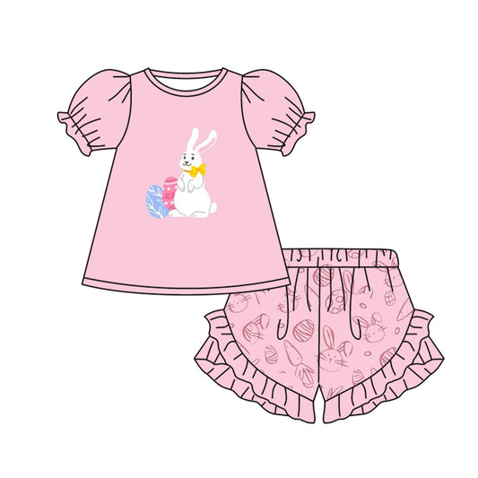 Easter bunny pink top matching shorts baby girl outfit preorder