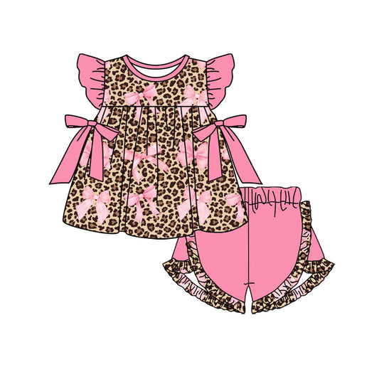 Baby girls pink  bow cheetah clothes preorder