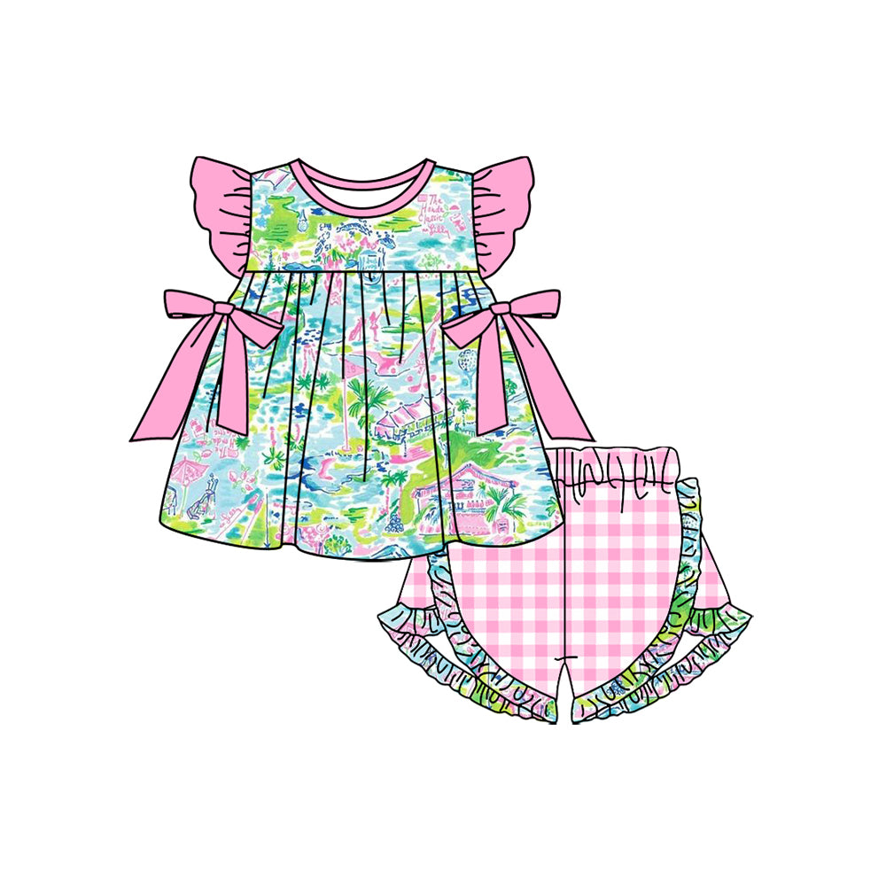 Baby girls green floral design summer outfit preorder