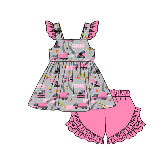 Baby girl pink construction outfit preorder