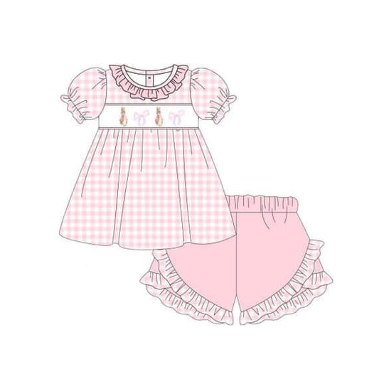 Easter bunny pink top matching shorts baby girl outfit preorder