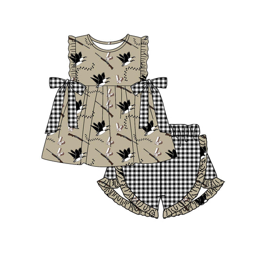 Gone hunting duck print design baby girl summer outfit preorder
