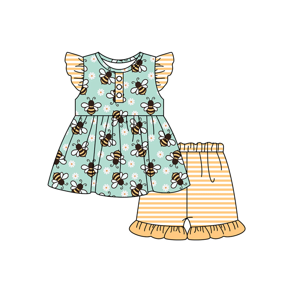 Bee flower baby girl outfit preorder