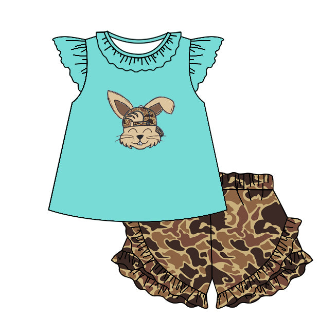 Baby girl Easter camo bunny top macthing shorts outfit preorder