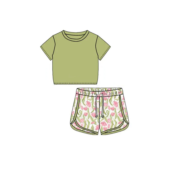 Baby girl tulip flower matching outfit preorder