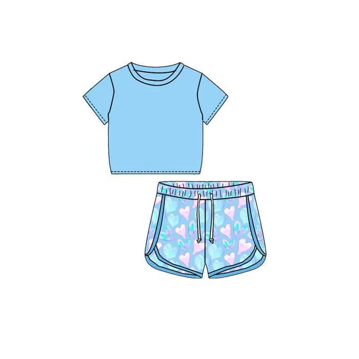 Baby girl blue heart matching outfit preorder