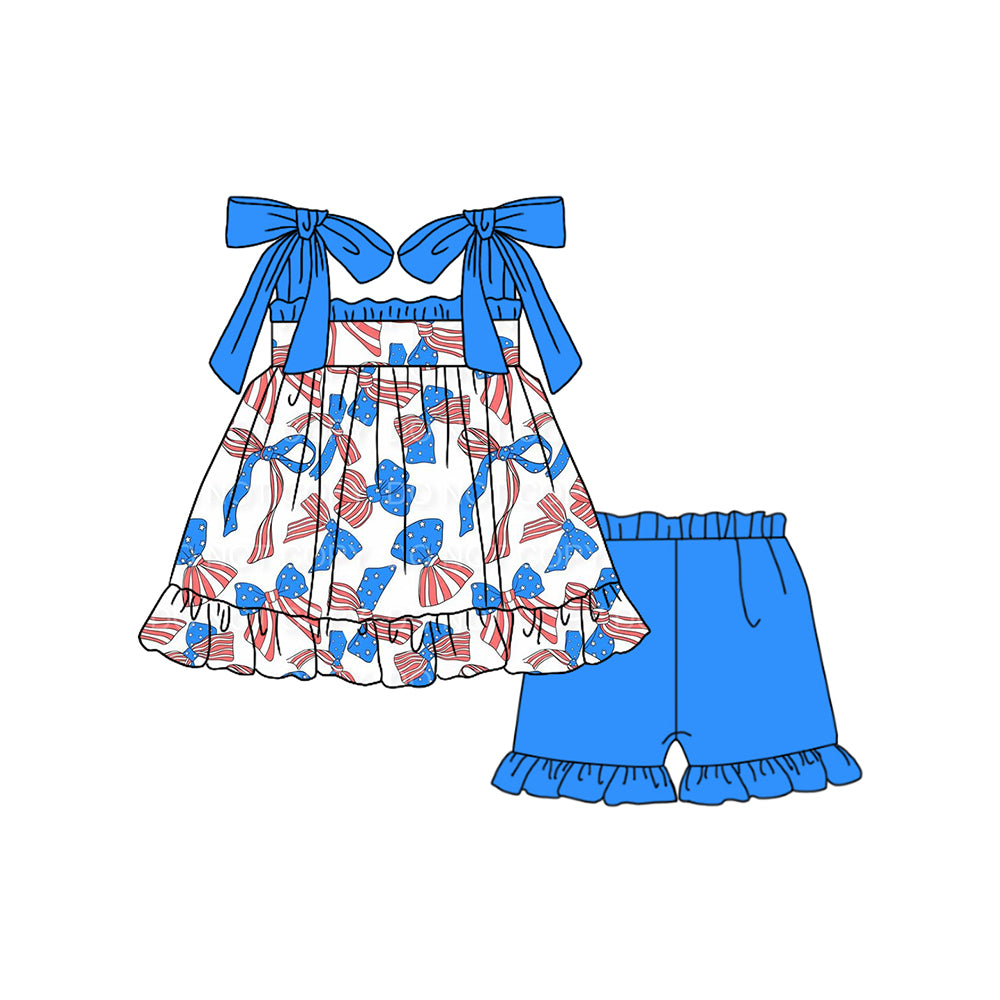 Baby girls July 4th bow summer outfit preorder