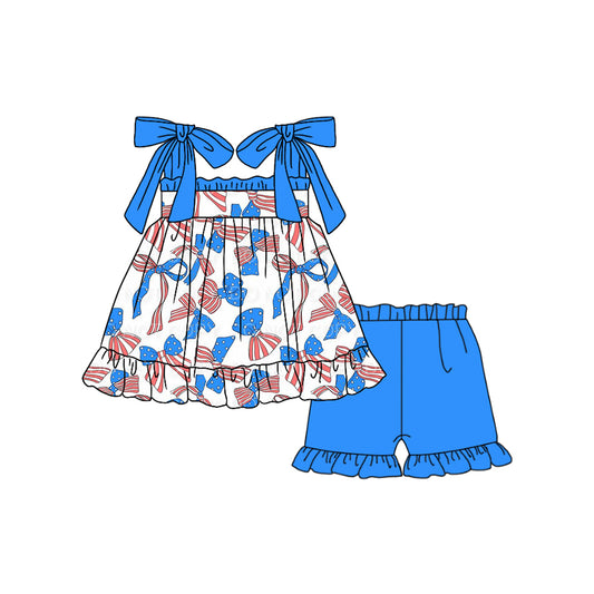 Baby girls July 4th bow summer outfit preorder