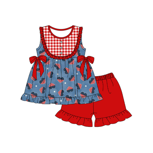 baby girl  july 4th blue star heart summer outfit preorder