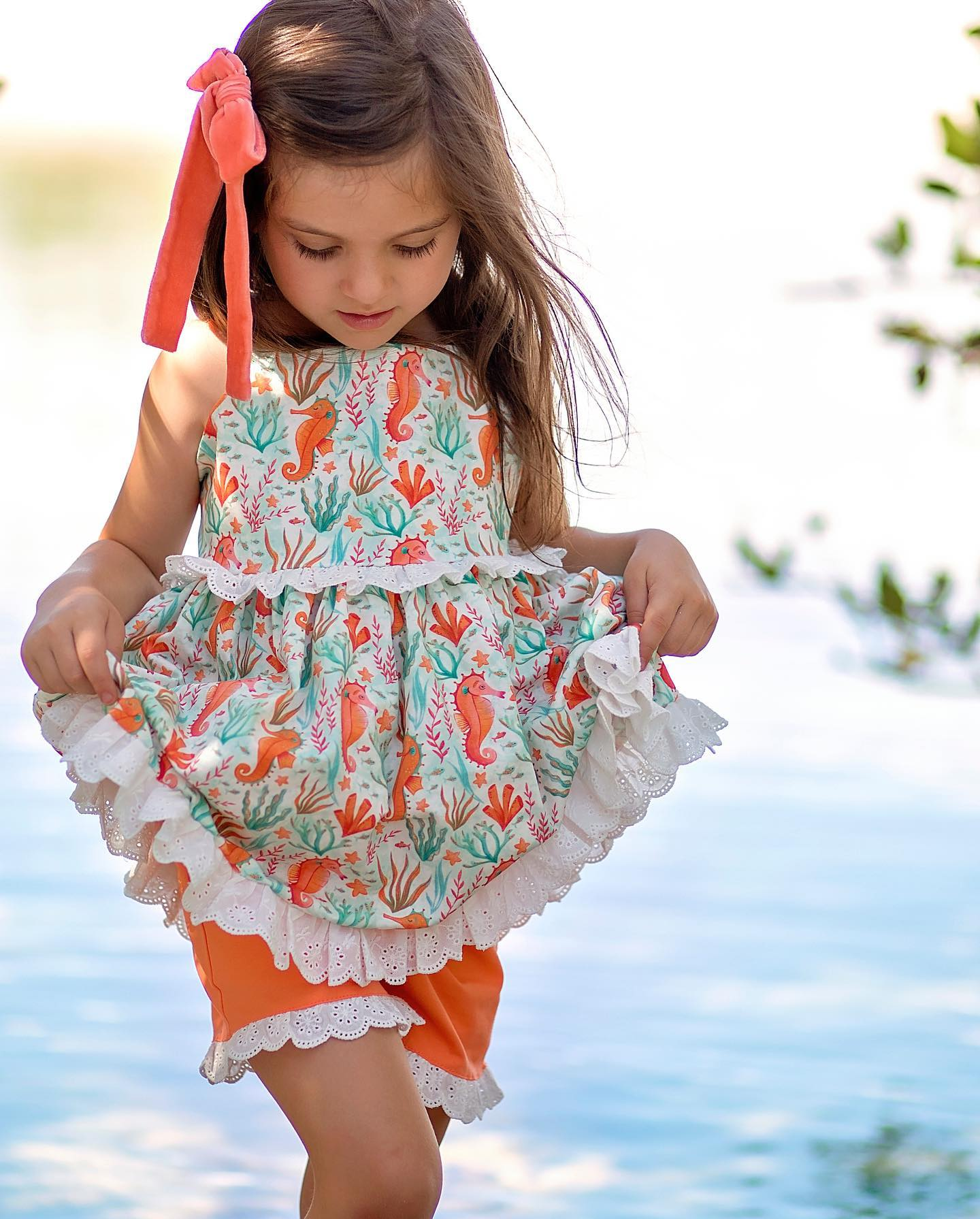 Seahorse design baby girl summer outfit preorder