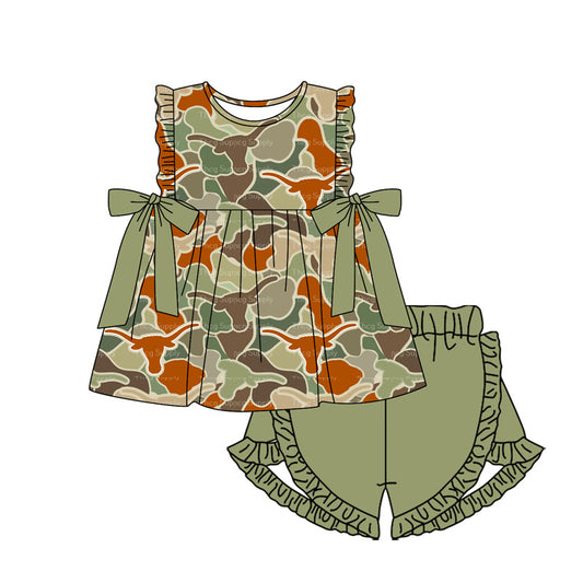 Baby girl western cow camo summer outfit preorder