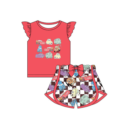 Baby girl cartoon car summer outfit preorder