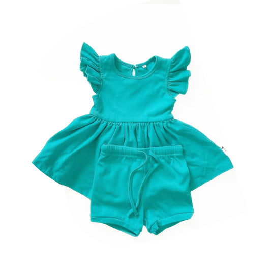 Toddle baby girl turquoise summer cotton outfit preorder