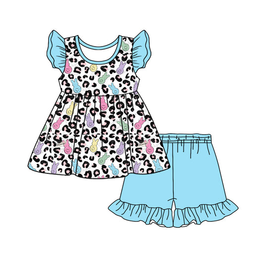 Easter bunny cheetah baby girls outfit preorder