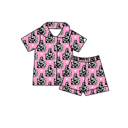 Baby girl western cow print summer outfit preorder