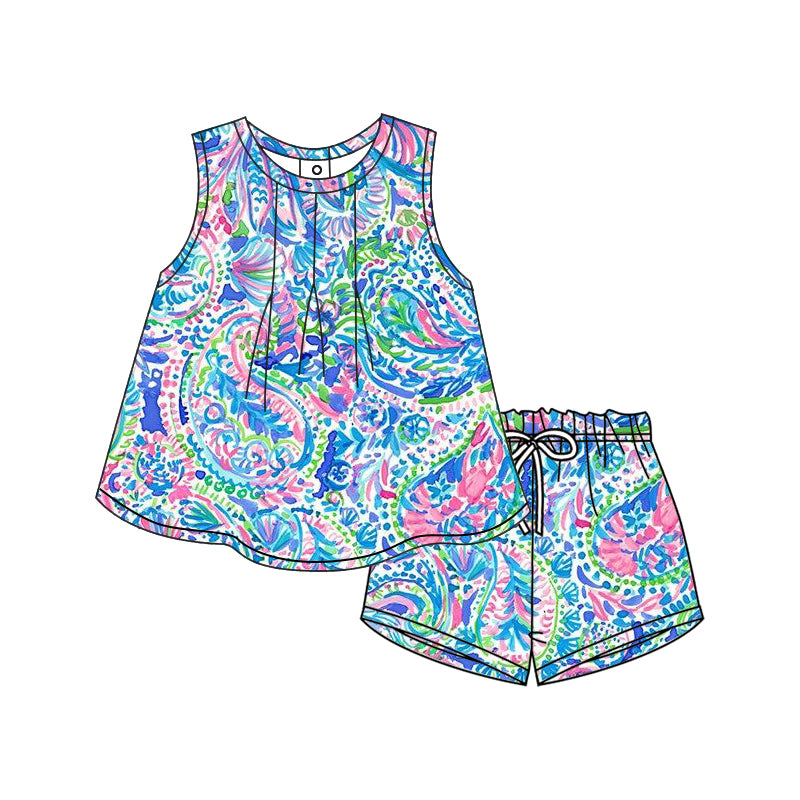 Baby girl blue floral summer clothes preorder