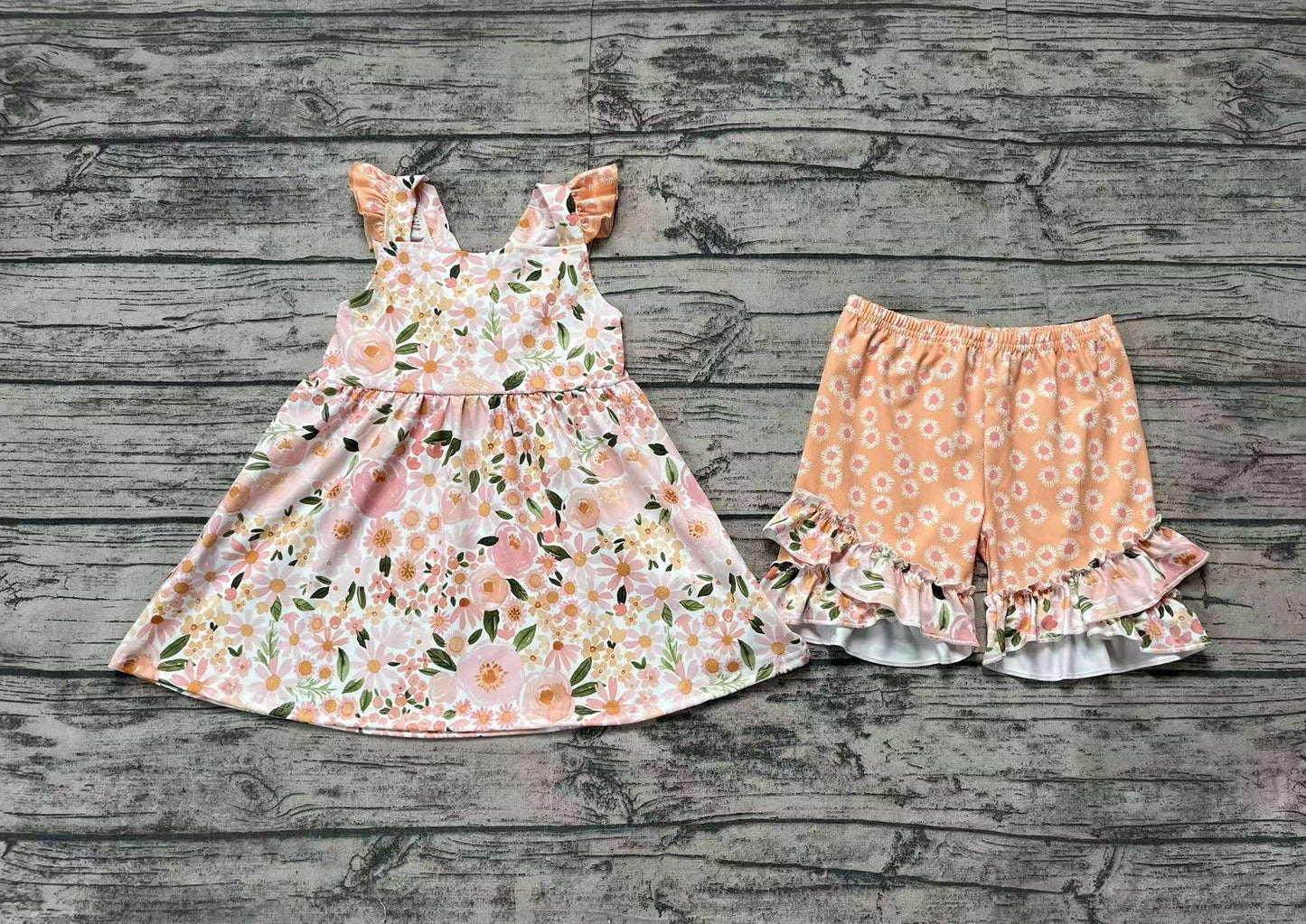 Baby girls orange floral short sleeve outfit preorder