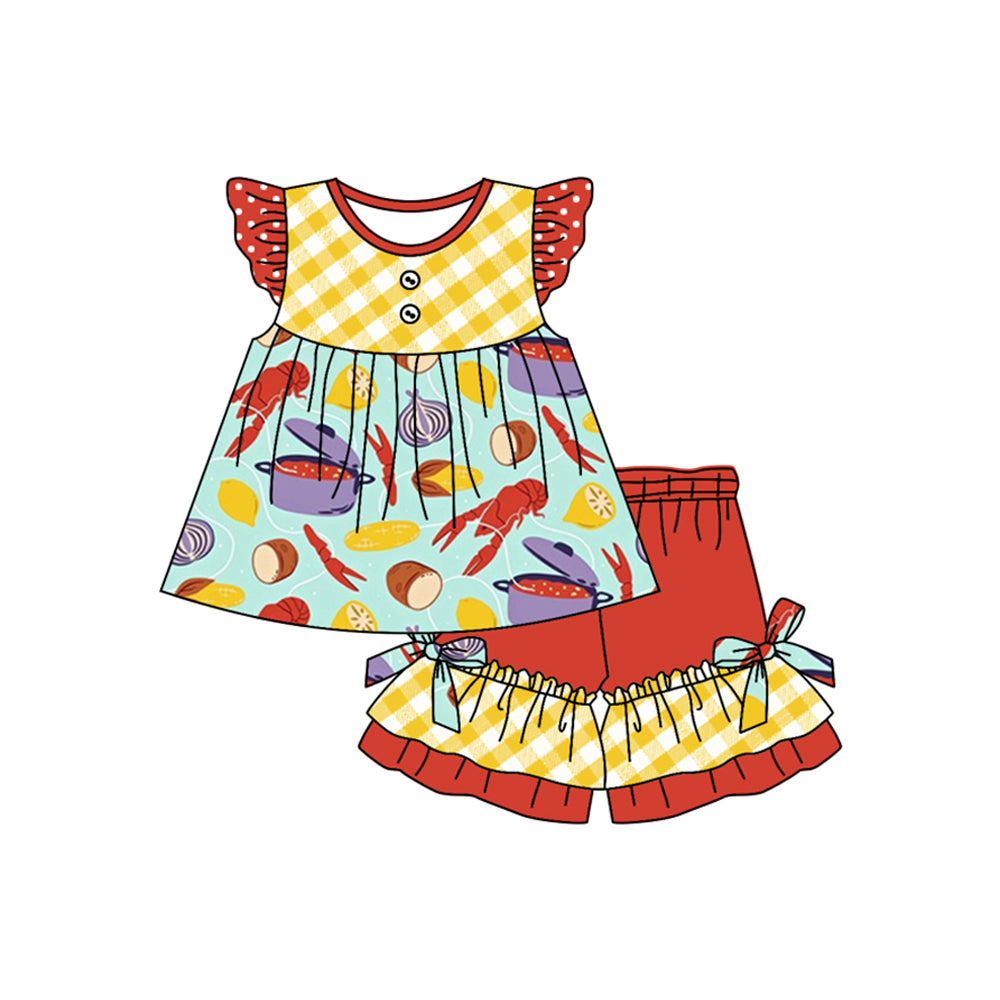 Baby girl short sleeve crawfish outfit preorder