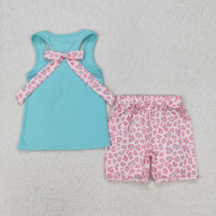 Baby girls pink bow top matching shorts summer outfit