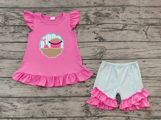 Baby girls embroidery design summer beach outfit preorder