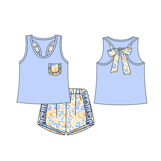 Baby girls blue  top matching shorts summer outfit preorder