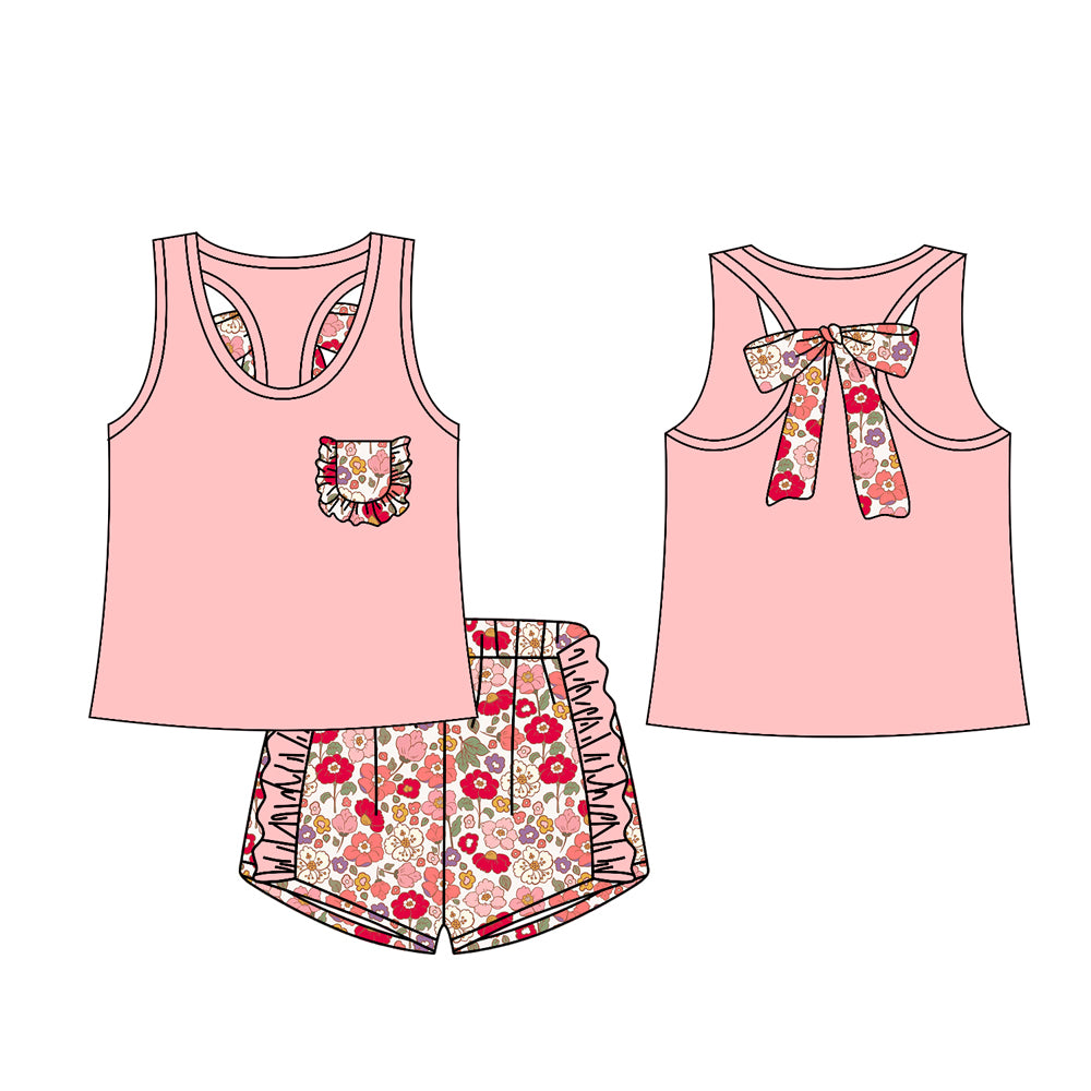 Baby girls pink bow top matching shorts summer outfit preorder