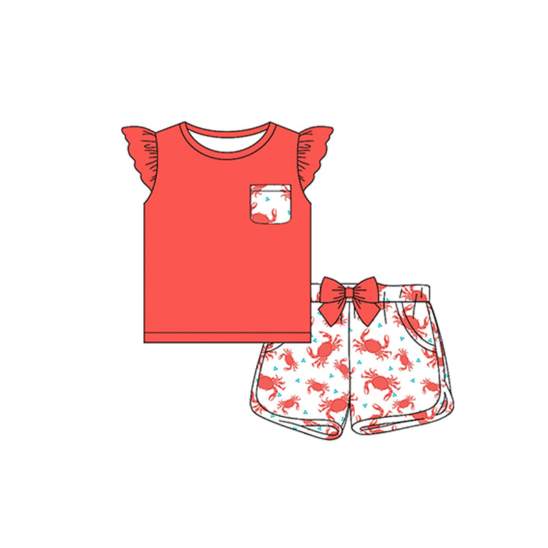 Baby girl crab design summer outfit preorder